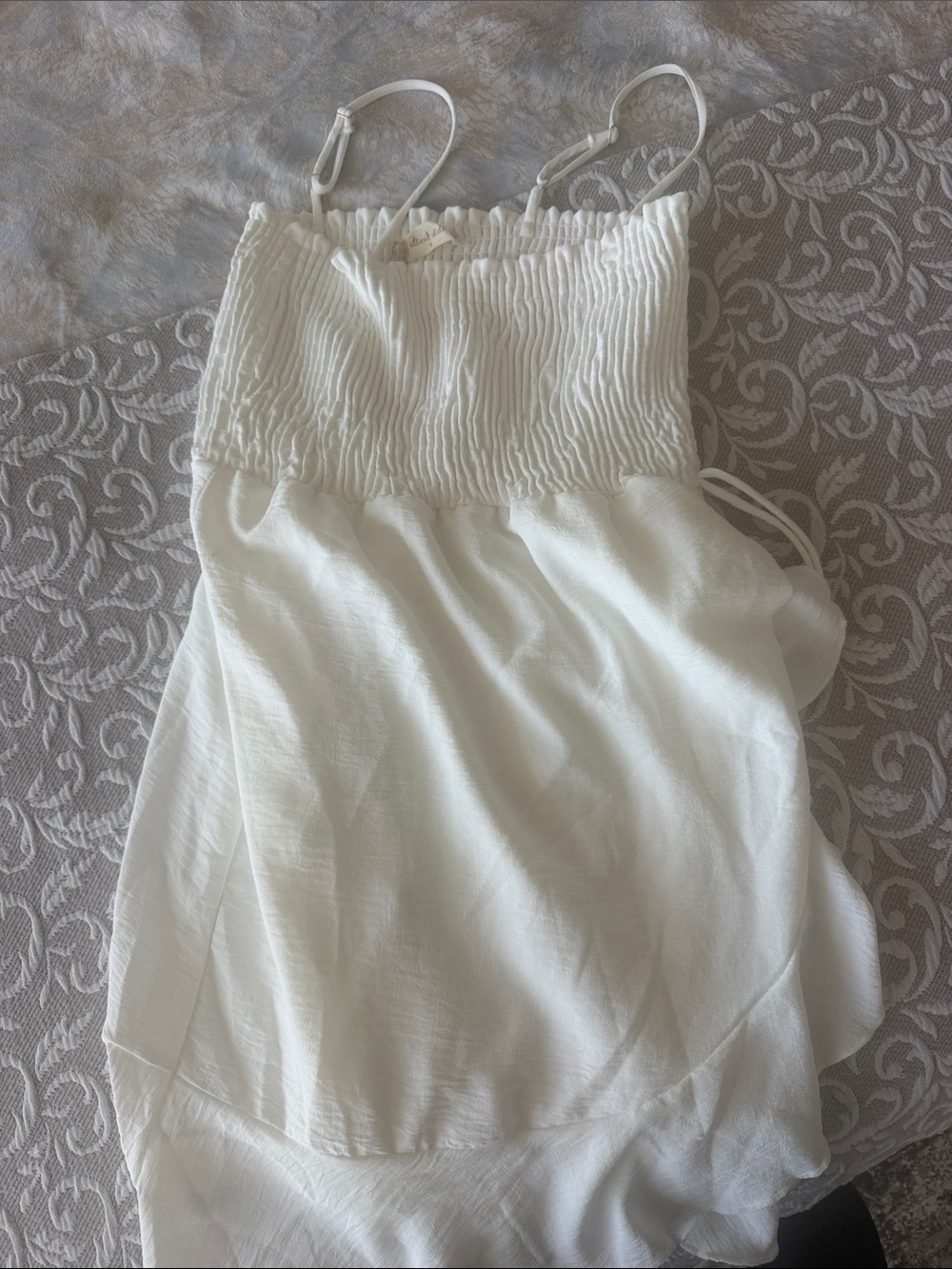 Altar'd State White Smocked Maxi Skirt with Adjustable Straps